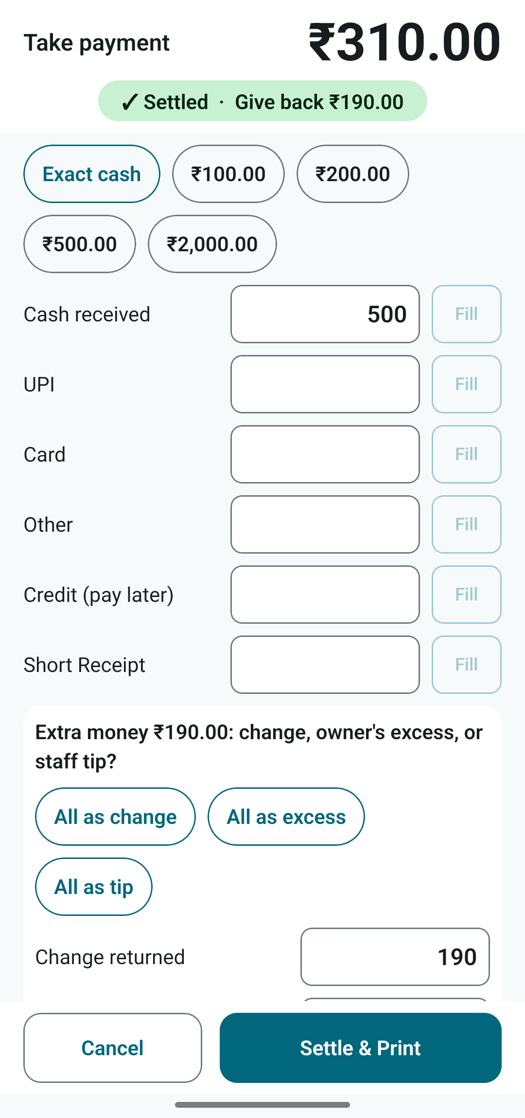 Cash received more than the total