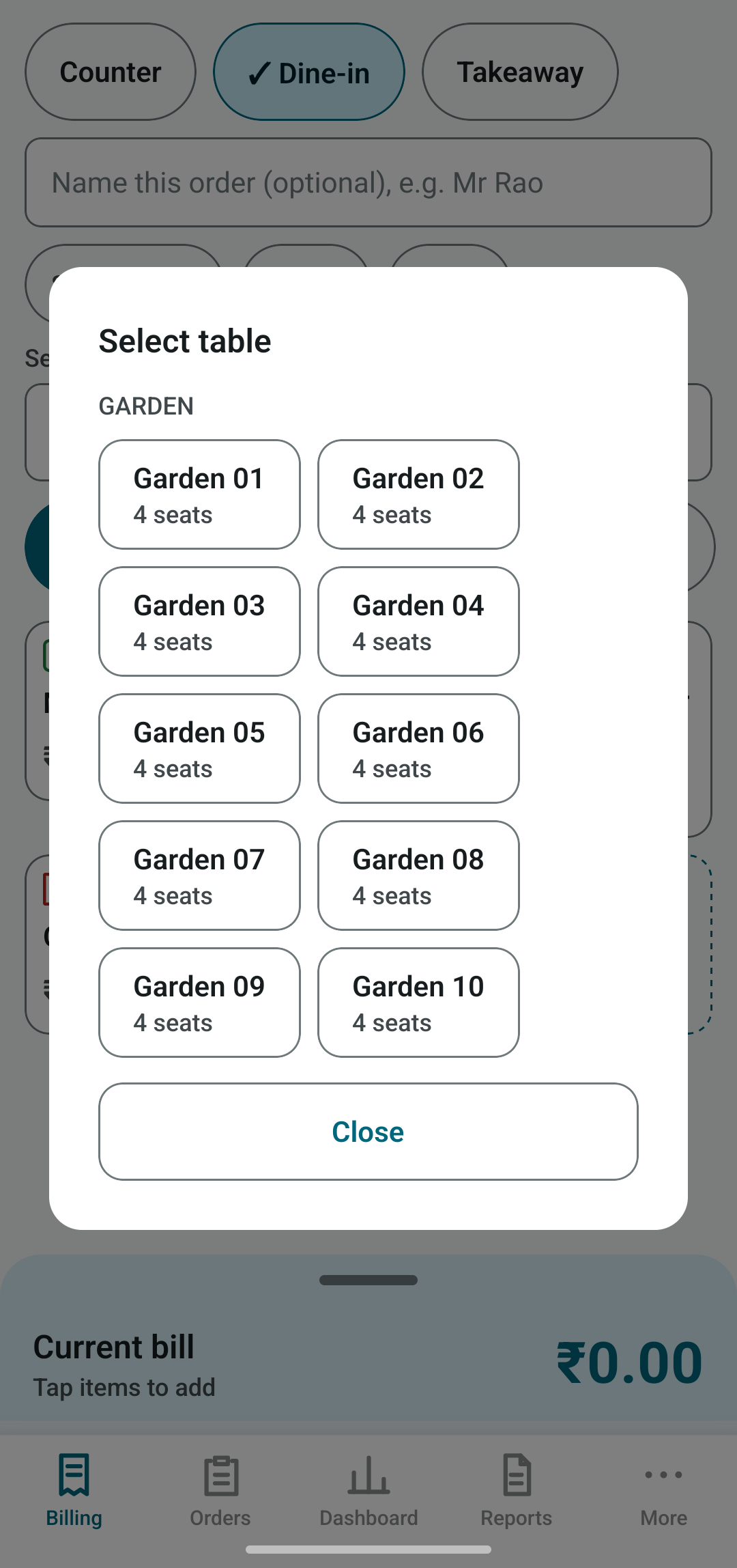 Table picker