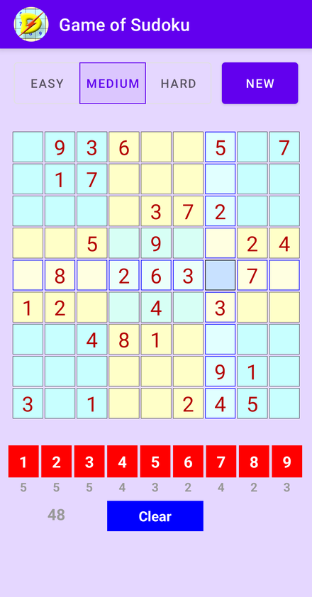 Medium puzzle with the number pad